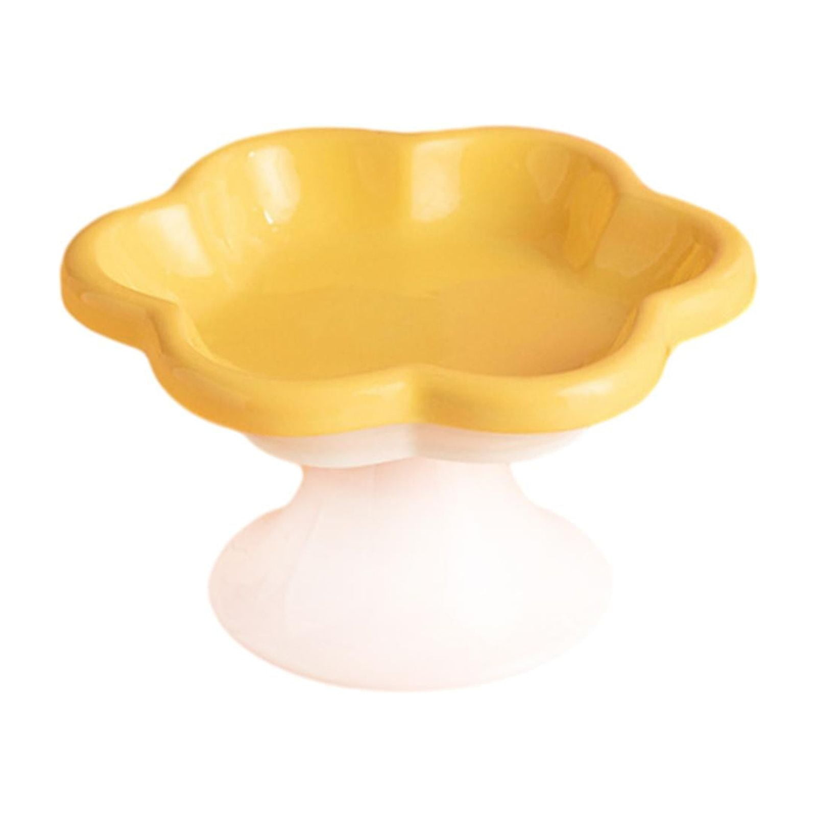 Bvdfgk Ceramic Raised Cat Bowls Food Feeding AntiSlip Water Bowl Puppy Bowls Cat Feeder Yellow