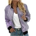 thumbnail image 2 of PNTUTB Women's Fashion Marble Print Hoodless Zipper Pocket Long Sleeve Comfortable Casual Jacket&Flash Picks, 2 of 6