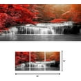 thumbnail image 3 of Hieng 3 Pieces Black White and Red Canvas Wall Art Red Forest Waterfall Poster Print Landscape Picture Framed Artwork for Office and Home Decor Ready to Hang 12x16inchx3pcs, 3 of 5