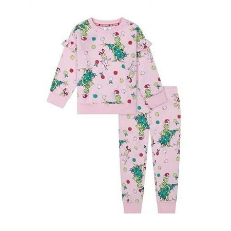 The Grinch Toddler Boys Girls Fleece 2 Piece Set, Grinch Pink, 2T