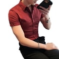 thumbnail image 2 of Men Casual Business Button Down Slim Fit Dress Shirts Short Sleeve Formal Blouse, 2 of 11