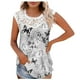 thumbnail image 1 of Camiseta sin mangas de encaje con estampado de mujer Camiseta sin mangas de empalme de cuello redondo Camiseta ligera y cómoda delgada OAVQHLG3B Store lin121212, 1 of 5