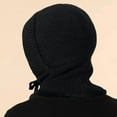 thumbnail image 6 of Women's Winter Hat with Integrated Scarf and Face Mask, Fleece Lined Knit Beanie for Cold Weather, Windproof Cycling Cap with Neck Warmer, Thermal Balaclava Style Hooded Hat - Black, 6 of 7