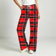 thumbnail image 6 of Tqcoqu Women's Plaid Print Wide Leg Pants, Elastic Waist Casual Lounge Sleep Long Trousers, Long Pajama Bottoms with Drawstring and Pockets,Women's S-XXL, 6 of 8