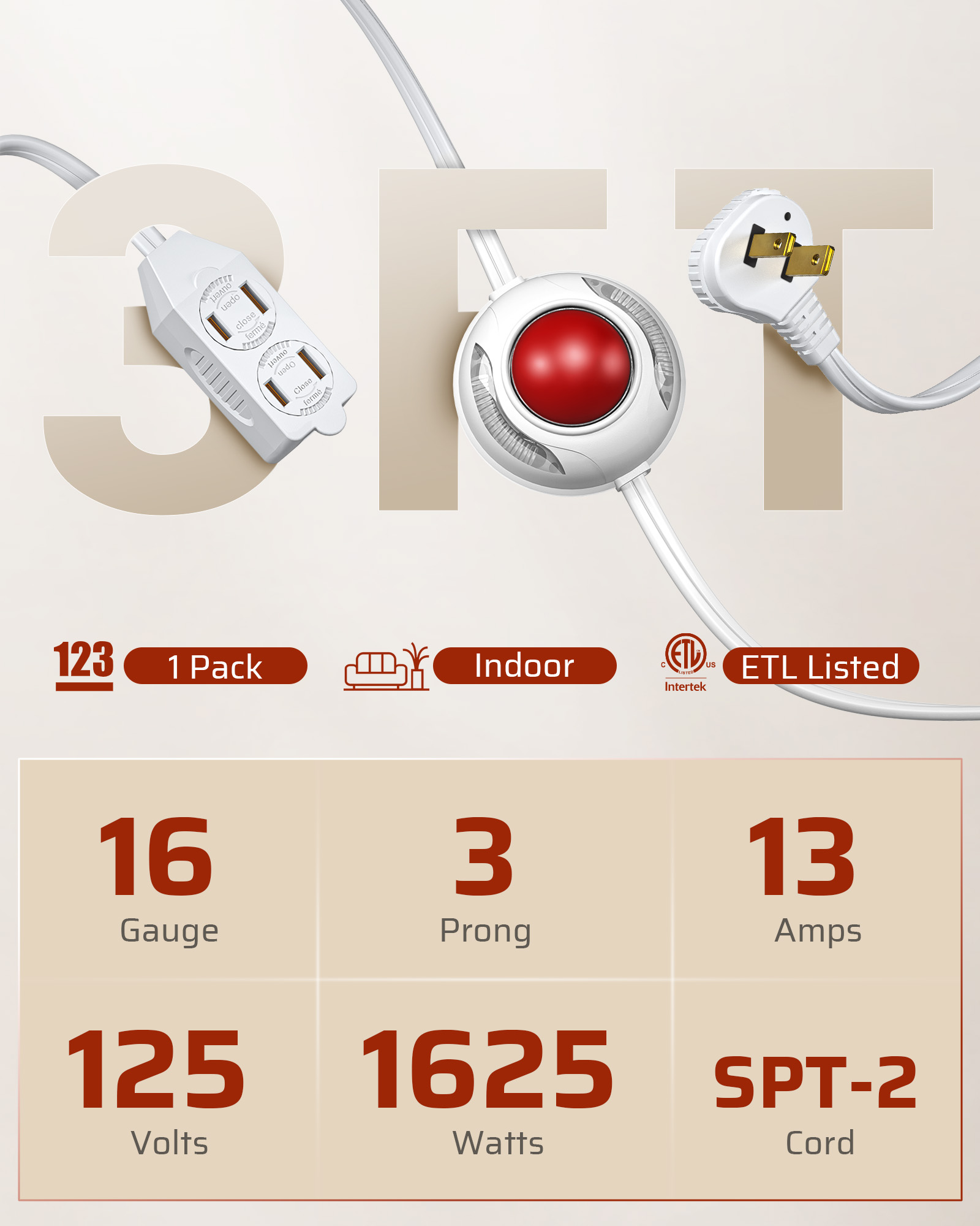 DEWENWILS 12 Ft. Indoor Extension Cord with Switch photo 8