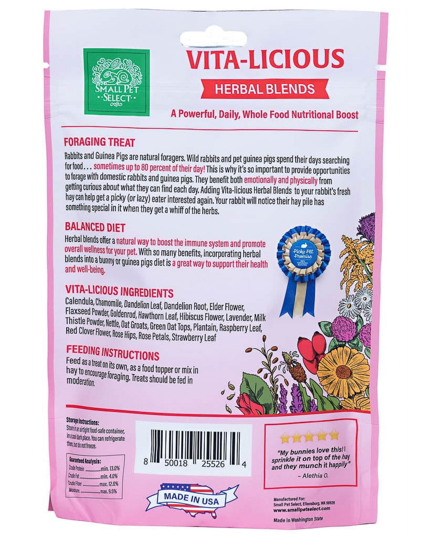 Small Pet Select - Herbal Sampler, Natural Herbal Treats for Rabbits, Guinea Pigs, and Other Small Animals, Five Flavors, 2.5oz Each
