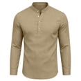 thumbnail image 6 of Fengqque Men's Half Collar Solid Color Shirts Long Sleeves Slim Fit Blouse Button Tops Coffee L, 6 of 8