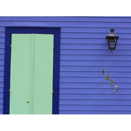 Glaring Turquoise Door on a Bright Purple House Print Wall
