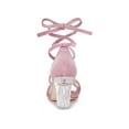 thumbnail image 2 of BLISSFUL STEP Women Velvet Lace-Up Clear Block Heel Sandals Silky Pink 10, 2 of 8