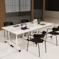 thumbnail image 5 of 2 PCS Folding Conference Table on Wheels,47.2 IN Modular Flip-Top Conference Room Table for 6–12 People, Mobile Training & Meeting Table for Office Classroom School, Space-Saving Design, 5 of 7