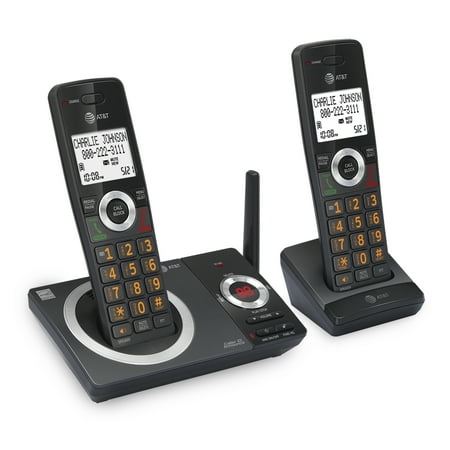 AT&T 2-Handset Expandable Cordless Phone with Unsurpassed Range, Smart Call Blocker and Answering System, CL82219 (Black)