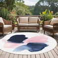 thumbnail image 4 of Round Rugs 5Ft, Navy Blue Pink Art Round Area Rug Washable Indoor Throw Carpet, Abstract Geometric Luxury Soft Non Slip Circle Rug for Cabinet Bathroom Home Decor Aesthetic, 4 of 8
