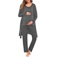 thumbnail image 1 of Set de bata de lactancia SWOMOG, pijama posparto, gris, XXL, 1 of 7