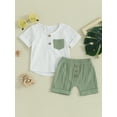 thumbnail image 2 of Biekopu Baby Boys Shorts Set, Contrast Color Short Sleeve T-shirt with Elastic Waist Shorts Summer Outfit, 2 of 9