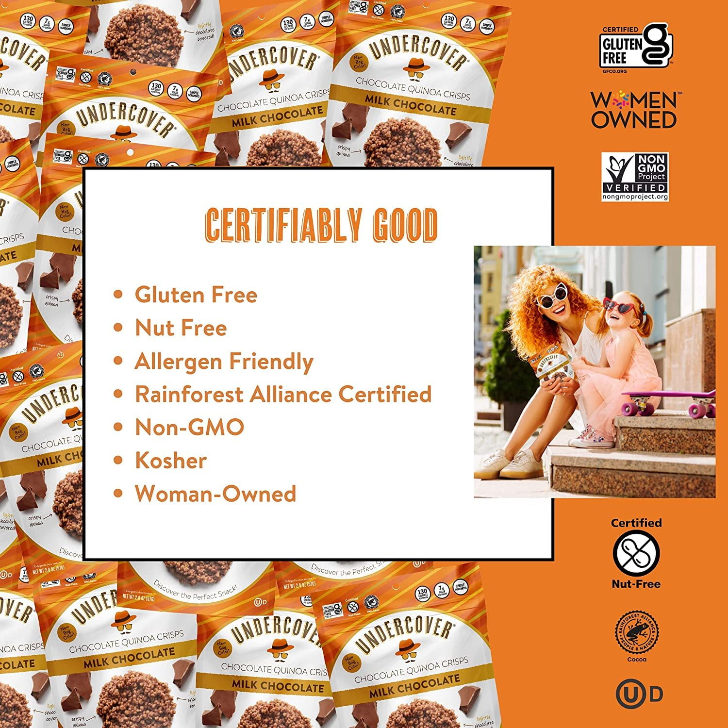 UNDERCOVER CHOCOLATE QUINOA CRISPS MILK CHOCOLATE 8 Pack of 2oz