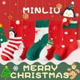 thumbnail image 3 of Xfvqtps 5 Pairs Children Christmas Socks Knitting Mid Tube Christmas Pattern Non Slip Elastic Comfort Breathable Soft Cotton Socks Red-03, 3 of 3