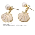 thumbnail image 7 of Hyasfey 1 Pair Ladies Earrings Minimalist Unique Design Light Luxury Elegant Temperament Daily Wear Alloy Faux Pearl Seashells Dangle Earrings Party Accessories, 7 of 7