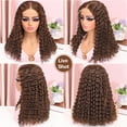 thumbnail image 3 of Peluca rizada BOB 100% cabello humano, 200 densidades, 18 cm, color marrón, 3 of 6