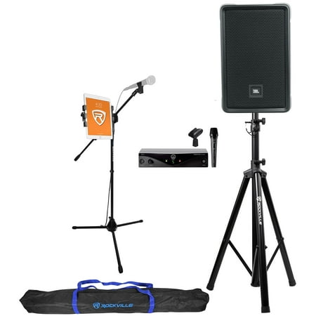 JBL IRX108BT 8" 1000w Bluetooth Karaoke Machine System+Stands+AKG Wireless Mic