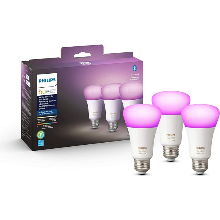 Philips Hue White and Color Ambiance 3-Pack A19 LED Smart Bulb