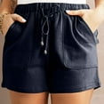 thumbnail image 2 of SXcggal Women Comfy Drawstring Casual Elastic Waist Pure Color Shorts Summer Beach Lightweight Short Pants With Pockets Stylish Beautiful Women's Shorts, 2 of 7