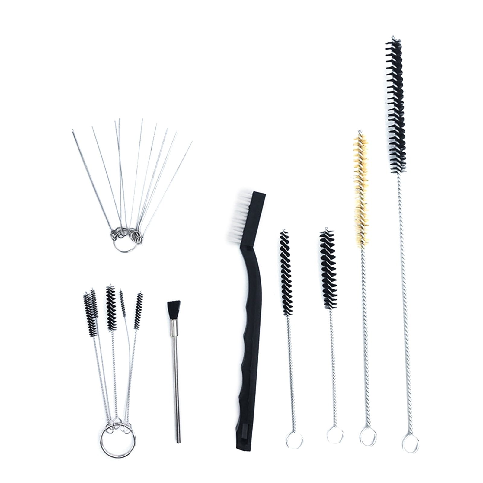 17pcs Multi-Purpose Spray Gun Cleaning Kit Car Cleaning Tools - Nylon Brushes Mini Brushes & Needles Metal Tube Cleaning Brush for Clean Airbrush