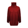 thumbnail image 4 of Duoif Chandails pour Femmes Mode Automne et Hiver Couleur Unie Chandail Tricoté Manches Longues Épaules Hautes Col Rabattu Chandail Chandail pour Femmes Hauts Rouges TG, 4 of 5