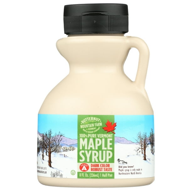 (24 Pack) Butternut Mountain Farm Maple Syrup Dark Grade A, 8 Fl Oz