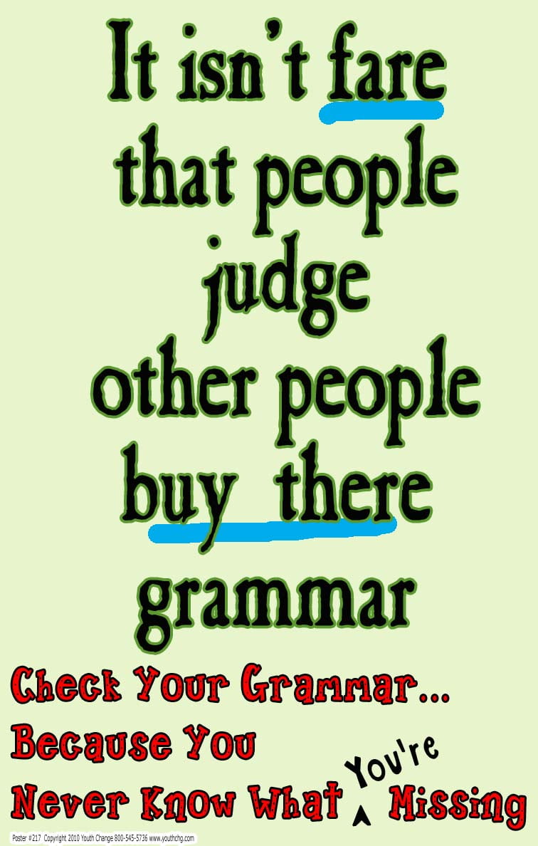 Youth Change Poster #217 Funny Grammar Poster Teaches Students to Care  About Spelling 