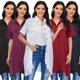 thumbnail image 3 of Blusa larga para mujer, dobladillo irregular, mangas cortas, vestido de camisa vintage suelto Eccomum Negro 5X-Grande, 3 of 7