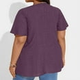 thumbnail image 3 of Resivox Womens Plus Size Tops 4x-5x Summer Short Sleeve Button up Blouses Basic Crew Neck Henley T Shirts Large Casual Summer Clothes Purple L, 3 of 5