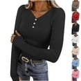 thumbnail image 2 of Fengactive Long Sleeve Shirts for Women V Neck Slim Fit Button Tops Fall Outfits Fashion Clothing, 2 of 9
