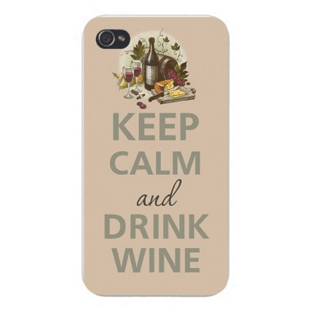 Apple Iphone Custom Case 5 / 5s White Plastic Snap on - Keep Calm and Drink Wine Bottle w/