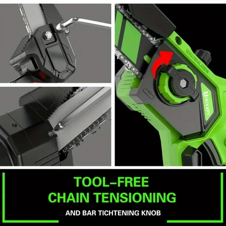 TokScreen 8 Inch Cordless Electric Chainsaw 2 Battery with 1/2'' Electric Impact Wrench Cordless Brushless Gun 600N. m Cost-Effective Combination