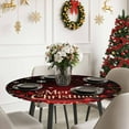 thumbnail image 6 of Round Fitted Tablecloths with Elastic Edge Merry Christmas Words Waterproof Table Cover for Kitchen Dining Party Decor,55" - 60", 6 of 9