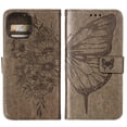 thumbnail image 4 of SaniMore Case for iPhone 15 Pro (6.1" 2023), PU Leather Skin with Luxury Embossed Butterfly [Wrist Strap & Card Slots & Flip Kickstand] Full-body Shockproof Business Wallet Cover, Gray, 4 of 7