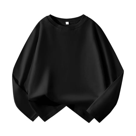 RTKFRFLM Boys Basic Solid Color T-Shirt Plain Blank Crewneck Long Sleeve Comfortable Autumn Underwear Base Layer 11-13Y