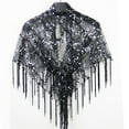 thumbnail image 3 of Hauaitttt Sequined Tassel Small Shawl Casual Blouse Small Shawl. for Evening Dresses Satin Coat for Women Womens Shawls / Capes Blanket Scarf for Women Teal Shawl Scarf Button Western Scarf Slide, 3 of 3