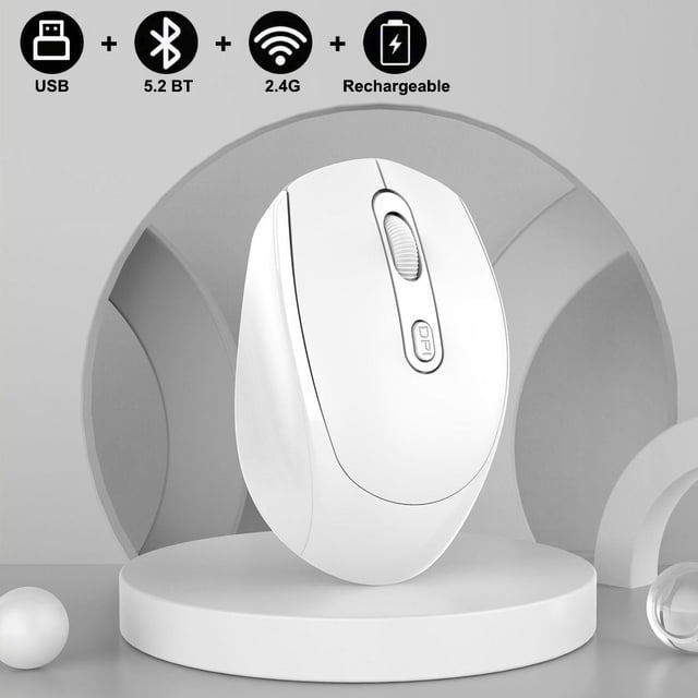 Ratón inalámbrico recargable compatible con Bluetooth de 2,4 G, ratón óptico con USB RGB de 1600 DPI para ordenador, portátil y PC, ratón silencioso