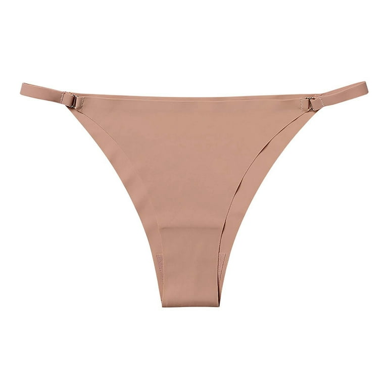 Lovskoo 2024 Seamless Underwear Breathable Stretch Bikini Panties Women T  Pants European And American Leopard Print Thongs Low Waist Panties Beige 