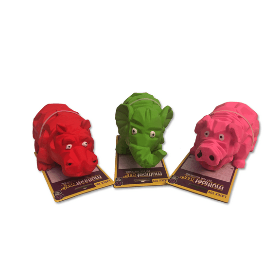 Multipet Origami Plush Filled Dog Toy with Grunt Sound, Red