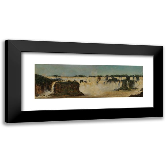 Augusto Ballerini 14x7 Black Modern Framed Museum Art Print Titled - The Iguazu Cascade (1892)