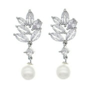 1 Pair Zircon Pearl Bride Earrings Wedding Drop Earrings Bride Ear Decors