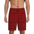 thumbnail image 1 of Balery Red Black Houndstooth Pantalones cortos de pijama de punto de algodón para hombre con cinturilla y bolsillos-Large, 1 of 6