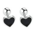 thumbnail image 4 of HOOUN Women's Black Heart Screw Back Ear Stud Earrings Surgical Steel Trendy Jewelry, 4 of 4