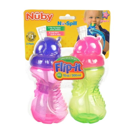 Nuby Flip-It Sippers 2-Pack (10 oz.) - fuchsia/multi, one size