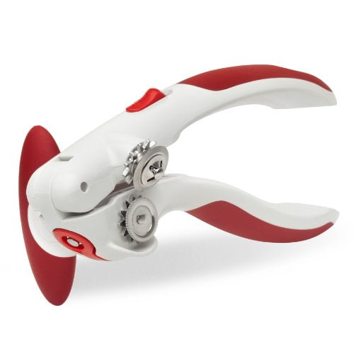 Zyliss Lock N' Lift Ouvre-Boîte - Ouvre-Boîte avec Lève-Couvercle Magnétique - Ouvre-Boîte Manuel avec Mécanisme de Verrouillage - Sûr et Facile à Tourner - Acier Inoxydable - Rouge