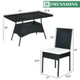 thumbnail image 2 of Costway 5PCS Patio Rattan Dining Set Cushioned Chair Table w/Glass Top Garden Furniture, 2 of 9