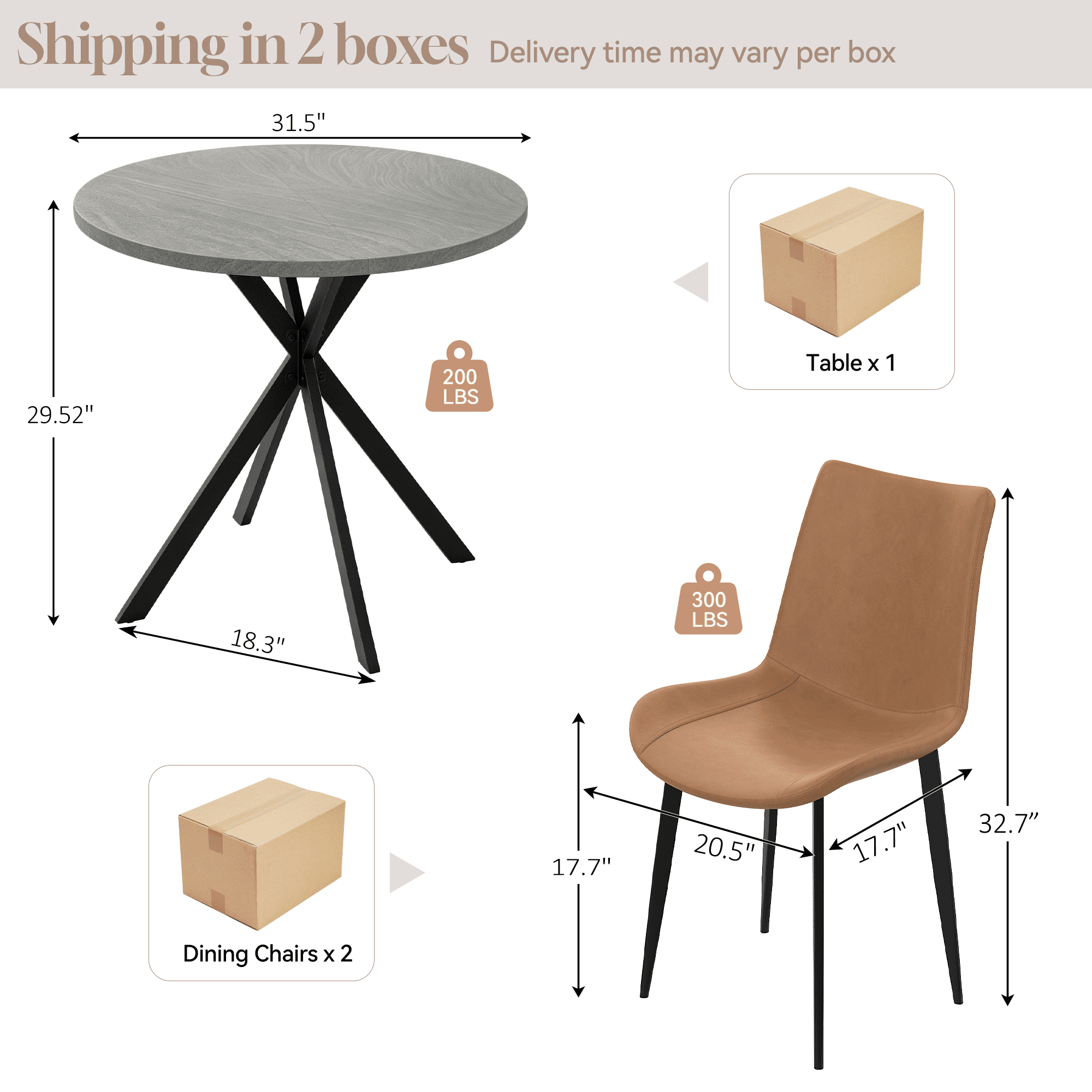 31.7" Round Dining Table Set for 2,3-Piece Modern Round Dining Set,Small Dinette Sets for Living Room, Dining Room, Kitchen
