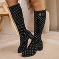thumbnail image 5 of KEVCHE Women's Chunky Heel Knee High Boots, Plus Size Retro Polka Dot Pointed Toe Casual Design with Breathable Lining, Trendy Boots for Daily Leisure Wear, 5 of 7
